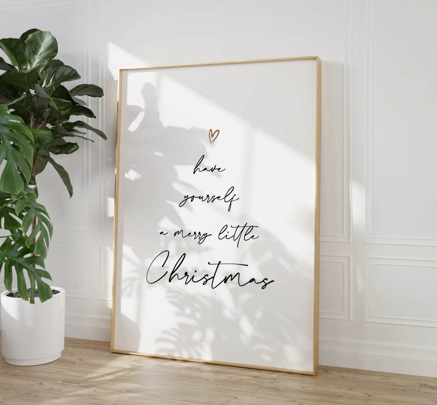 Christmas Typography Print featuring 'Have yourself a merry little Christmas,' perfect for holiday wall art and minimalist Christmas decor, available in A5, A4, and A3 sizes.