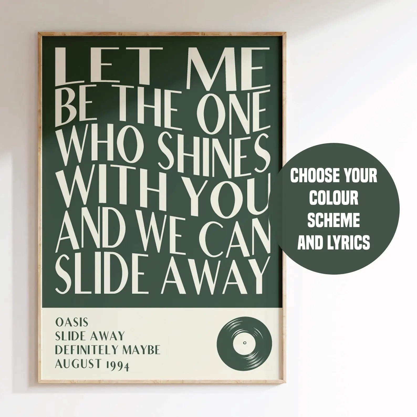 Favourite Song Lyrics Poster available in A4 and A3 sizes – perfect gift for music lovers.