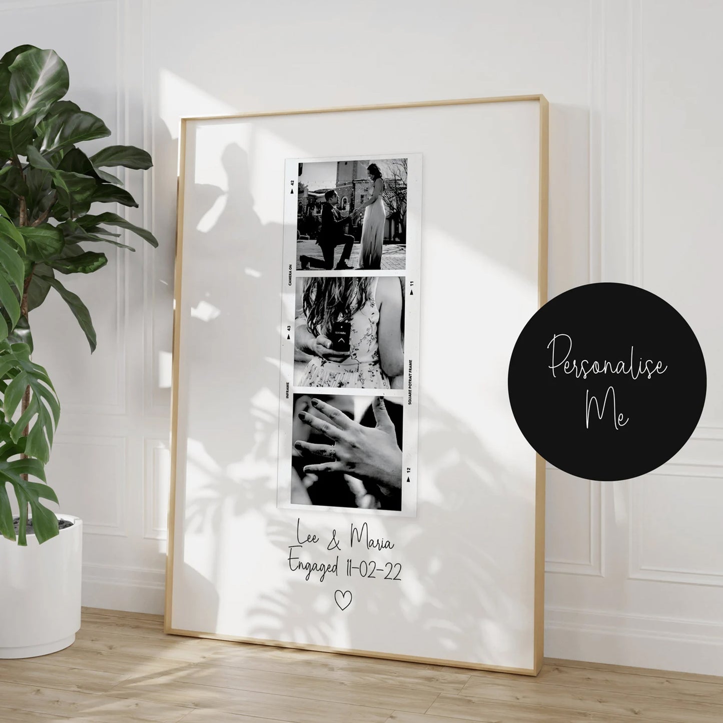 Custom photo print keepsake for engaged couples, designed as a unique and timeless engagement gift.